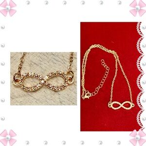 Necklace 15-17” - infinity loop crystal studded - gold tone - New! BOGO offer